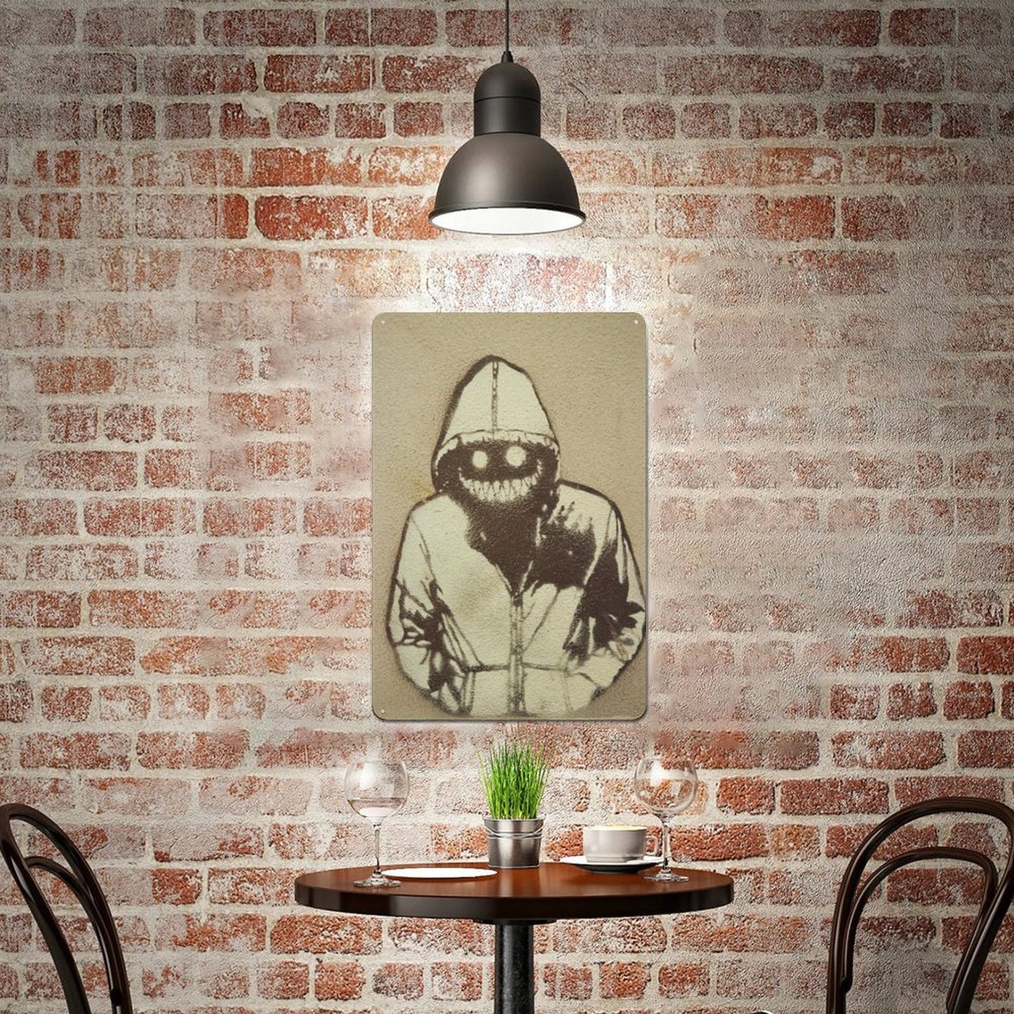 Tin Hanging Picture An Evil Stalker in A Sweater Style 30x20cm